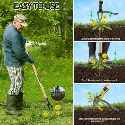 Weed Puller Tool, Stainless Steel Garden Weeding Tool for Dandelions – image 5