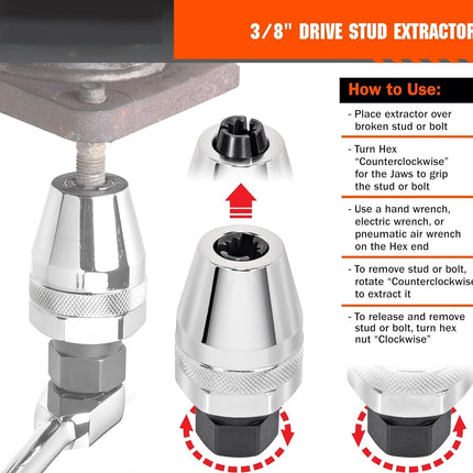 Easy Out Bolt Extractor, 3/8 Drive Broken Stud Extractor – image 5