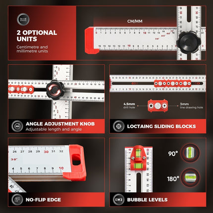 Carpentry Ruler for Drilling with Bubble Level – image 5