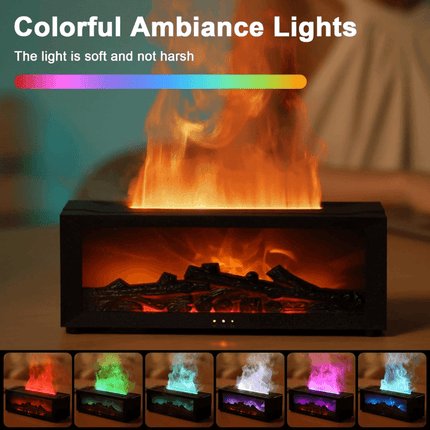 Essential Oil Diffuser with 3D Flame Effect, Cool Mist Humidifier with 7 LED Colors