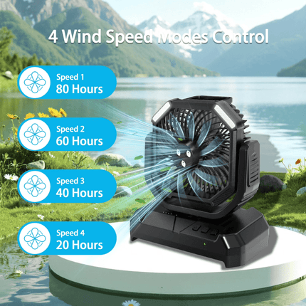 Battery Powered Fan for Camping with Remote, Rechargeable Fan with LED Light – image 5