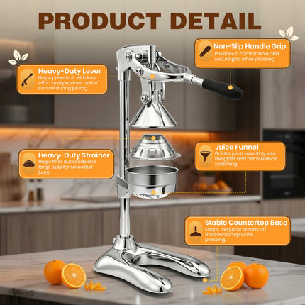 Juice Press Manual Juicer, Cast Iron Juicer with Suction Base – image 10