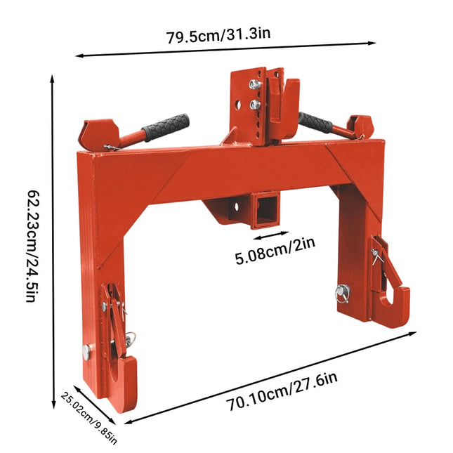 3 Point Quick Hitch for Category 1 Tractors, Tractor Quick Hitch with 2 Inch Receiver