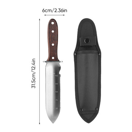 Hori Hori Knife with Leather Sheath, Stainless Steel Weeding Tool and Weed Remover – image 13