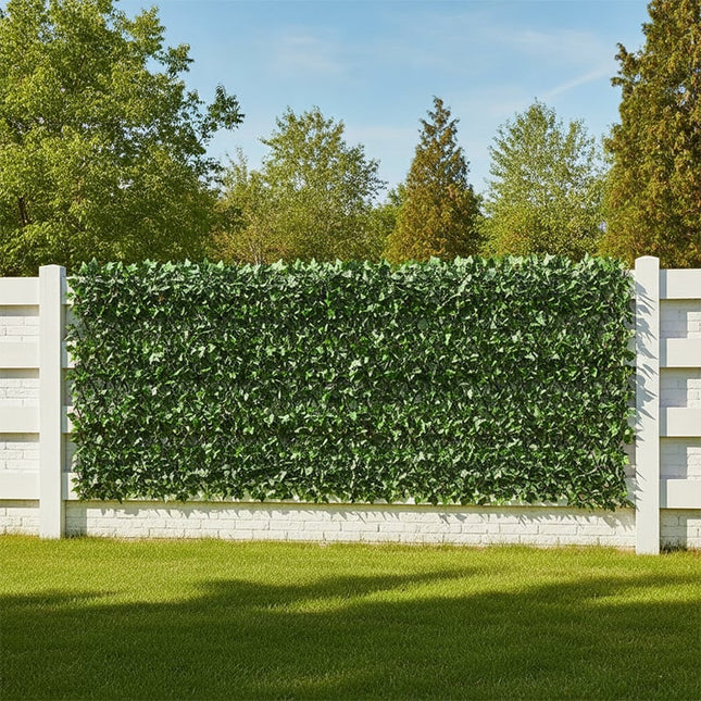 Expandable Faux Ivy Privacy Fence, Outdoor Privacy Screen for Patio, Balcony Privacy Screen with Wood Lattice Frame_01