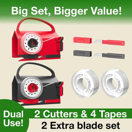 Wrapping Paper Cutter with Tape Dispenser, Gift Wrap Cutter Kit with Replacement Blades