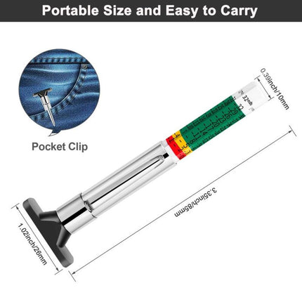 Tire Tread Depth Gauge Universal, Color Coded Tire Wear Indicator with Pocket Clip – image 4