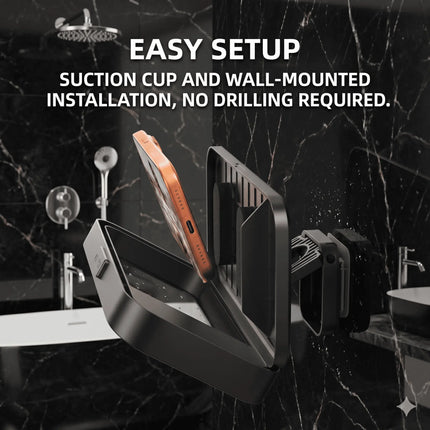 Shower Phone Holder with Speaker, Suction Cup Phone Holder with Touch Screen Cover – image 5