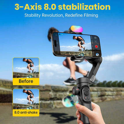 Phone Gimbal Stabilizer with Foldable Tripod, Face Tracking Phone Tripod Stand – image 4