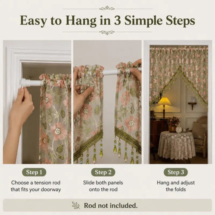 Sheer Curtains for Bedroom, Tension Rod Curtain for Closet and Doorway – image 11