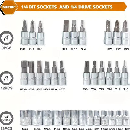 Socket Wrench Set, Socket Set with Ratchet Wrench and Screwdriver Bits – image 6