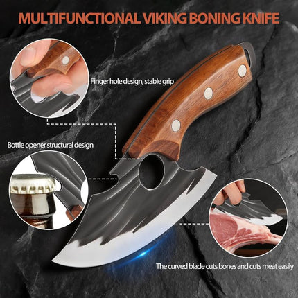 Hand Forged Meat Cleaver Knife, Stainless Steel Chopping Knife for Kitchen – image 7