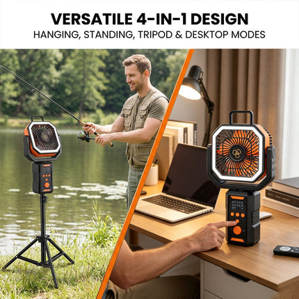 Portable Fan with Power Bank and Light, Rechargeable Camping Fan with Remote Control and Tripod – image 4