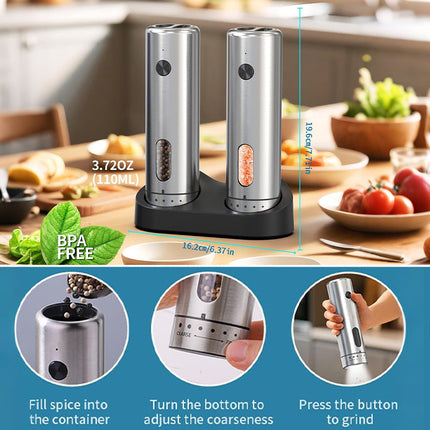 Electric Salt and Pepper Grinders with Charging Base – image 8