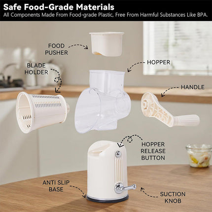 Rotary Cheese Grater, Hand Crank Cheese Shredder with 5 Blades – image 7