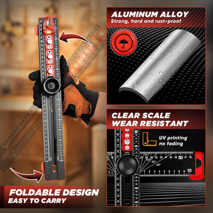 Drilling Guide Ruler with Level, Cabinet Hardware Jig for Handles
