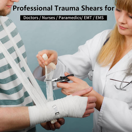 Foldable Trauma Shears with Holster, Paramedic Shears with Safety Hammer and Oxygen Tank Opener