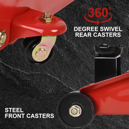 Low Profile Car Jack, Hydraulic Jack with Steel Wheels and Safety Valve
