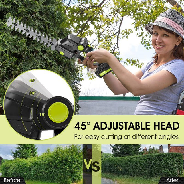 Cordless Hedge Trimmer, Electric Hedge Clippers, Cordless Grass Trimmer and Weed Cutter, Electric Pruning Shears 2 in 1_01