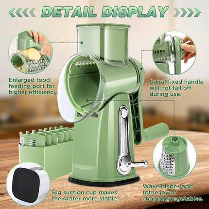 Rotary Cheese Grater Shredder with 5 Blades, Vegetable Cutter – image 15