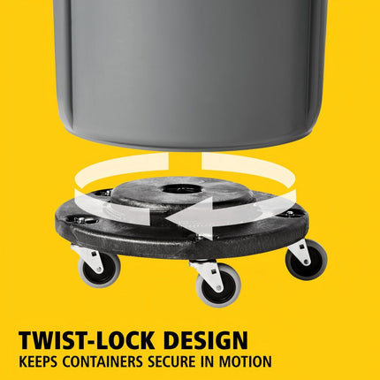 Round Trash Can Dolly with 5 Casters, Garbage Can Dolly for 20 to 55 Gallon Cans – image 4