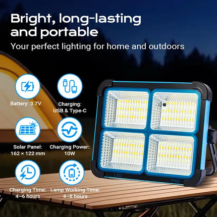 Rechargeable LED Work Light, Solar Work Light with Power Bank – image 5