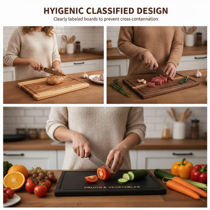 Wood Cutting Boards for Kitchen, Double Sided Wooden Serving Board – image 5