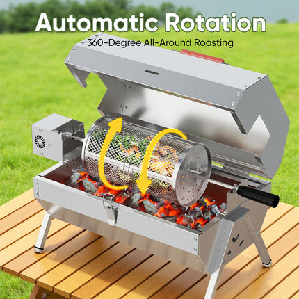 Portable Electric BBQ Grill with Rotisserie, Rotating Kebab Grill with Skewer Set – image 4