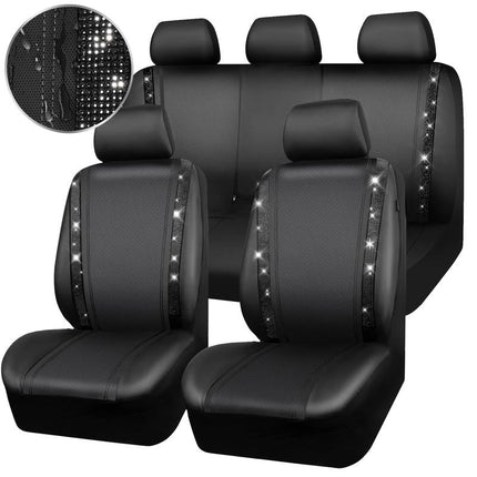 Leather Car Seat Covers with Rhinestones, Cute Car Accessories for Women – image 12