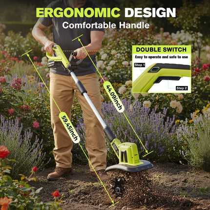 Tiller Cultivator, Cordless Garden Tiller with 2 Batteries – image 5