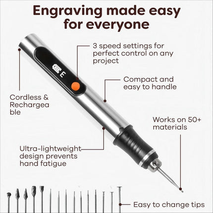 Cordless Engraving Pen with 30 Bits, Rechargeable Electric Engraving Pen – image 5