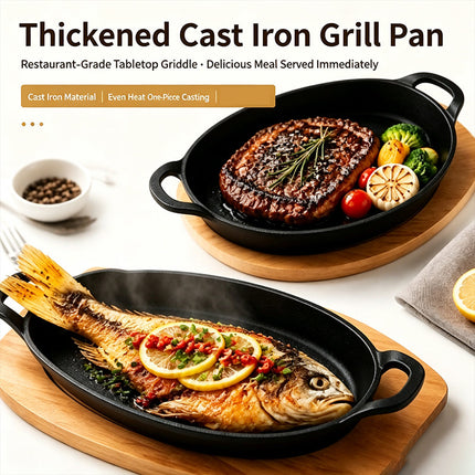 Small Cast Iron Skillet with Wooden Base, Pre Seasoned Cast Iron Pan – image 5