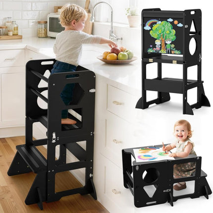 Toddler Tower, Wooden Learning Tower with Chalkboard – image 5