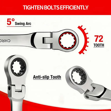 Flex Head Ratcheting Wrench Set, Combination Wrench Set with 72 Tooth Ratchet Wrenches – image 4