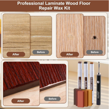 Laminate Wood Floor Repair Kit, Hardwood Floor Filler with Heated Wax Pen – image 4