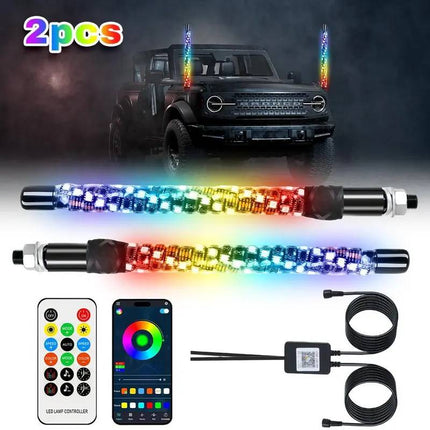 Spiral RGB LED Whip Lights 2 Pack, UTV Accessories and ATV Accessories for Off Road – image 5