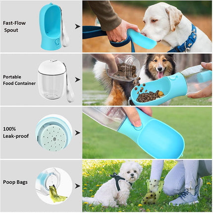 Portable Dog Water Bottle with Dog Treat Container, Leak Proof Dog Water Dispenser with Poop Bag Holder – image 10