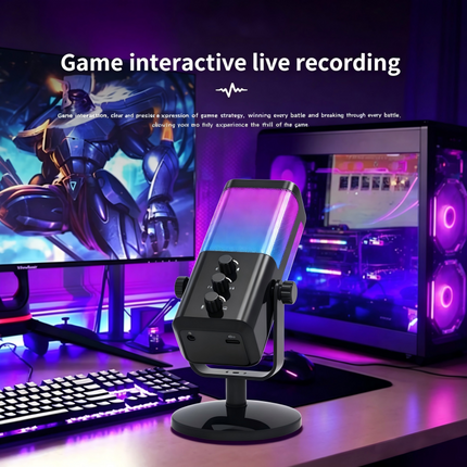 RGB Gaming Microphone, Computer Microphone for Streaming with Headphone Jack