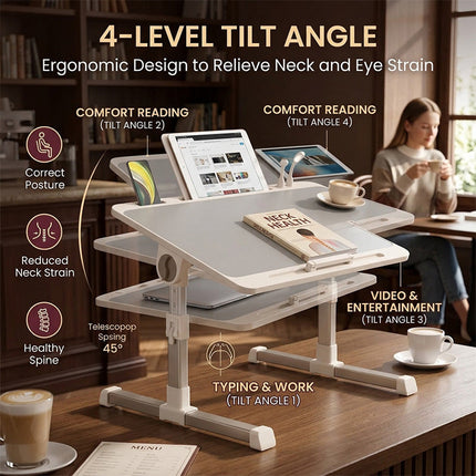 Lap Desk with Light and USB Fan, Portable Laptop Table with Drawer – image 6