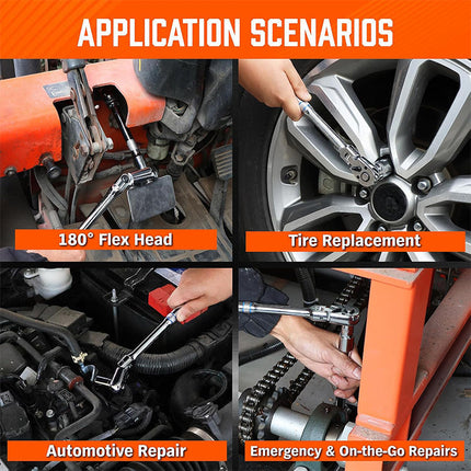 Flex Head Ratchet Wrench Set with Extension Bars and Adapters, Hand Tools for Tight Spaces – image 5
