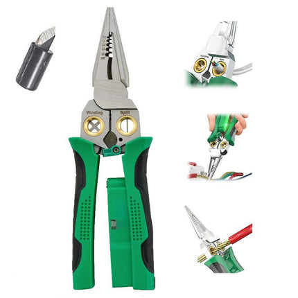Wire Strippers 8 in 1 with Voltage Tester, Wire Cutter Stripper Tool for Electricians, Cable Cutter for AWG 18-6 Wire