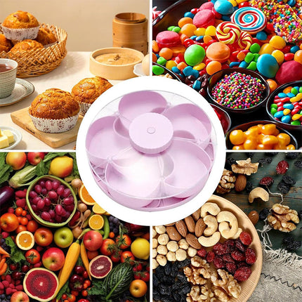 Lazy Susan Fruit Tray with Lid, Divided Snack Tray – image 4