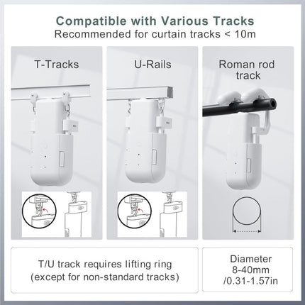 Automatic Curtain Opener with Remote Control, Smart Curtain Robot for Rod and Track
