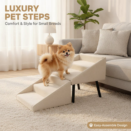 Dog Bed Stairs, Wooden Pet Stairs and Ramp with Ottoman Design – image 11