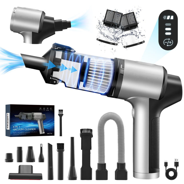 4 in 1 Handheld Car Vacuum with Touchscreen, Handheld Vacuum Cordless, Car Interior Cleaner, Air Duster for Keyboard