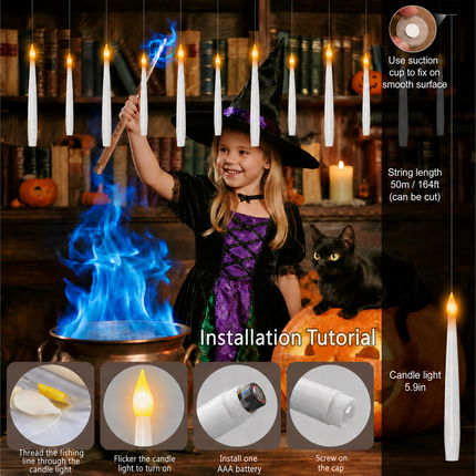 Flameless Taper Candles, Floating Candles with Magic Wand Remote – image 8