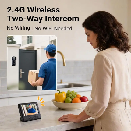 Doorbell Camera with Indoor Screen, Wireless Doorbell with Camera and Night Vision