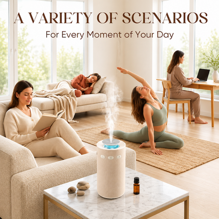 Essential Oil Diffusers, Portable Waterless Car Diffuser with 8 Light Effects