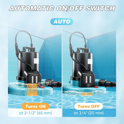 Submersible Water Pump for Pool Cover, 1/4 HP Submersible Pump with Strainer