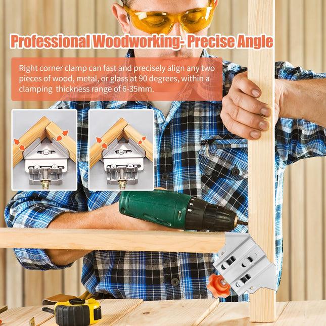 Corner Clamps for Woodworking, 90 Degree Right Angle Clamp with Adjustable Swivel Jaw, Stainless Steel Wood Clamps_01